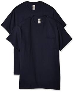 Gildan Herren Ultra Cotton Adult T-Shirt mit Tasche, 2er-Pack Hemd, Navy, Mittel von Gildan