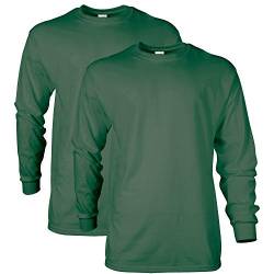 Gildan Herren Ultra Cotton Langarm, Stil G2400, Multipack T-Shirt, Militärgrün (2er-Pack), 3X-Groß von Gildan