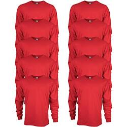 Gildan Herren Ultra Cotton Long Sleeve T-shirt, Style G2400, Multipack T Shirt, Rot (10er-pack), 3XL EU von Gildan