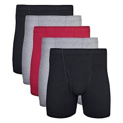 Gildan Herren Unterwäsche mit verdecktem Bund, Boxershorts, Multipack Retroshorts, Schwarz/Granat/Graphit (5er-Pack), Small von Gildan