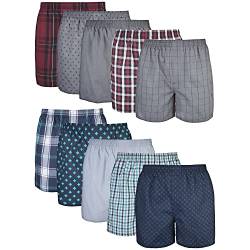 Gildan Herren Woven Shorts, Multipack Boxershorts, Mixed Red/Blue Assorted (10-pack), L EU von Gildan