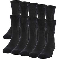Gildan Men's Cotton Crew Socks, 10 Pair, Black, Shoe Size 6-12 US von Gildan