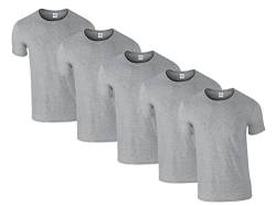 Gildan Soft-Style Herren T-Shirt, Kurzarm, Rundhalsausschnitt, 5X Sportgrey & 1 HLKauf Block, L (5er Pack) von Gildan