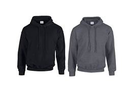 Gildan Sweatshirt mit Kapuze Heavy Blend L,1x Schwarz, 1x Dark Heather & 1 HLKauf Block von Gildan