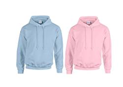 Gildan Sweatshirt mit Kapuze Heavy Blend S,1x Light Blue, 1x Light Pink & 1 HLKauf Block von Gildan