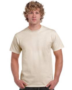 Gildan T-Shirt, Baumwolle, für Herren, kurze ärmel, Rundhals-Ausschnitt, stylisch Gr. XXL, natur von Gildan