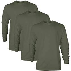 Gildan Unisex-Erwachsene Ultra Cotton Langarm, Stil G2400, Multipack T-Shirt, Militärgrün (3er-Pack), 3XL von Gildan