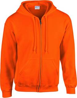 Gildan: Heavyweight Full Zip Hooded Sweat 18600, Größe:S;Farbe:Safety Orange von Gildan
