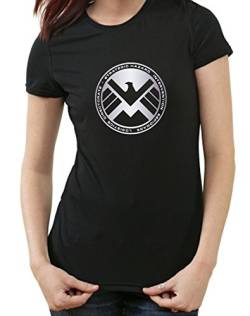 S.H.I.E.L.D. Logo T-Shirt Shield, L, Ladies schwarz von Gildan