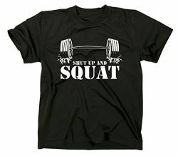 Shut up and Squat T-Shirt, Bodybuilding, KDK, Kniebeuge, XXL, Schwarz von Gildan