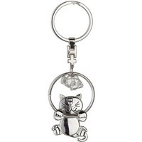 GILDE Schlüsselanhänger Gilde Metall Schlüsselanhänger Katze am Reck silber matt oder glänzend von Gilde