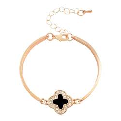 Gilieyer Glücklich Vierblättriges Kleeblatt Armband, Emailliertes Glücksklee Mode Einfache Armbänder Kubikzirkon Roségold Blatt Armreif Kleeblatt Armband für Frauen Schmuck (Stil13) von Gilieyer