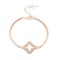 Gilieyer Glücklich Vierblättriges Kleeblatt Armband, Emailliertes Glücksklee Mode Einfache Armbänder Kubikzirkon Roségold Blatt Armreif Kleeblatt Armband für Frauen Schmuck (Stil14) von Gilieyer