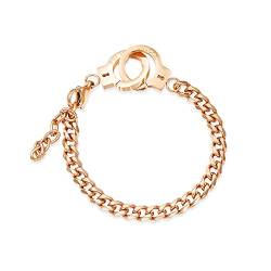 Gilieyer Handschellen Armband, Edelstahl Armband/Fußkettchen für Männer Paare Armbänder Handschellen Design Abstand passende Freundschaft Beste Freundin Armband (Frauen-Roségold) von Gilieyer