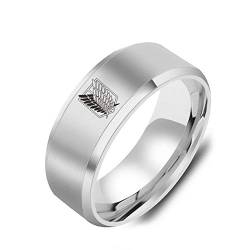 Gilieyer Wings of Freedom Ring, Logo Edelstahl Ring für Männer Wings of Liberty Ring Fingerring Ehering Anime Ring Modeschmuck für Männer Jungen (Schwarz, 11) von Gilieyer