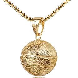 Gilieyer personalisiert Anhänger Halskette Edelstahl/18k vergoldet 3D Basketball/Basketball Design Kettenanhänger mit Kette Ball Form Damen Herren Shmuck für Männer Frauen Jungendlich (Gold) von Gilieyer