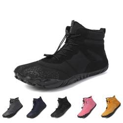 Barfußschuhe Damen Herren wanderschuhe Zehenschuhe Hohe Warme und rutschfeste Stiefel Wasserdicht Schnell Trocknend (Stil A-Schwarz, Erwachsene, Herren, 40, Numerisch, EU Schuhgrößensystem, M) von Giltpeak