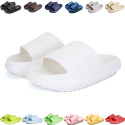 Giltpeak Pummy Original Damen Cozy Slides, Schlappen Wolkenschuhe Rutschfest Badeschuhe Für Kinder Adults (Weiß, Erwachsene, 44, Numerisch (von/bis), EU Schuhgrößensystem, 45, M) von Giltpeak