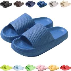 Giltpeak Pummy Original Damen Cozy Slides, Schlappen Wolkenschuhe Super Weich Rutschfest Badeschuhe Für Kinder Adults (Blau, Erwachsene, Damen, 46, Numerisch (von/bis), EU Schuhgrößensystem, 47, M) von Giltpeak