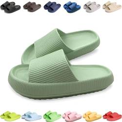 Giltpeak Pummy Original Damen Cozy Slides, Schlappen Wolkenschuhe Super Weich Rutschfest Badeschuhe Für Kinder Adults (Grün, Erwachsene, Damen, 38, Numerisch (von/bis), EU Schuhgrößensystem, 39, M) von Giltpeak