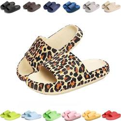 Pummy Original Damen Cozy Slides, Schlappen Wolkenschuhe Super Weich Rutschfest Badeschuhe Für Kinder Adults (Leopard 1, Erwachsene, Damen, 42, Numerisch (von/bis), EU Schuhgrößensystem, 43, M) von Giltpeak