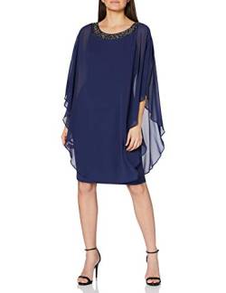 Gina Bacconi Damen Beaded Neck Crepe and Chiffon Kleid, blau (Marineblau), 36 von Gina Bacconi