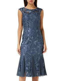 Gina Bacconi Damen Midi Brokat Fit & Flare Cocktailkleid, blau, 44 von Gina Bacconi