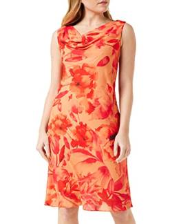 Gina Bacconi Damen Pop Georgette Schrägband mit rotem Blumenmuster Cocktailkleid, Hellorange, 38 von Gina Bacconi