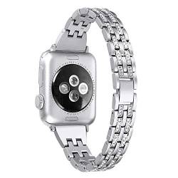 Ginamart Armband kompatibel mit Apple Watch Iwatch Band Serie 4 40 mm 44 mm Serie 3/2/1 38 mm 42 mm Damen Metall Edelstahl Schmuck Armband Armreif, Unisex, Silber, 38mm/40mm von Ginamart