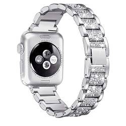 Ginamart Armband kompatibel mit Apple Watch Iwatch Band Serie 4 40 mm 44 mm Serie 3/2/1 38 mm 42 mm Damen Metall Edelstahl Schmuck Armband Armreif, Unisex, Silver Bling, 38mm/40mm von Ginamart