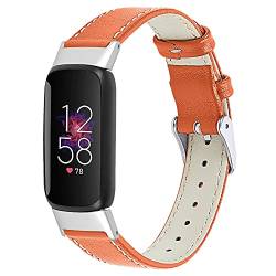 Ginamart Lederarmband kompatibel mit Fitbit Luxe Armband, Damen Herren Echtes Leder Armband Ersatz Uhrenarmband Band für Luxe Fitness Tracker, Leder von Ginamart