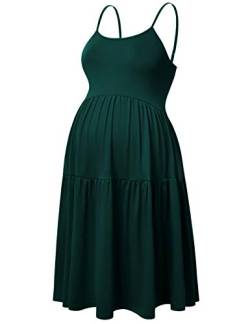 GINKANA Damen ärmelloses Umstandskleid mit verstellbaren Trägern für den Sommer, lässiges Swing-Kleid für das tägliche Tragen oder Babyparty - Grün - Klein von Ginkana