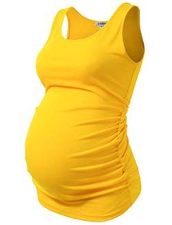Ginkana Schwangerschafts-Tanktop, ärmellos, Basic Top, Umstandsshirt, gerüschte Kleidung - Gelb - Groß von Ginkana