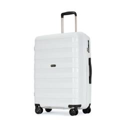 GinzaTravel Expandable Large Suitcase with 4 Double Spinner Wheels and TSA Lock, Lightweight Hard Shell PP Material Travel Luggage, White von GinzaTravel