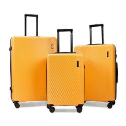GinzaTravel Gepäck mit Spinnrädern, harte Koffer mit Rädern, Reisegepäck, TSA-Zulassung, gelb, 3 Piece Set（20/24/28inch）, Hartschalengepäck mit Spinnrädern und TSA-Schloss von GinzaTravel