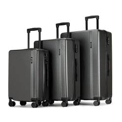 GinzaTravel Gepäck mit Spinnrollen, harte Koffer mit Rädern, Reisegepäck, GRAU, 3 Piece Set（20/24/28inch） von GinzaTravel