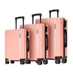 GinzaTravel Gepäck mit Spinnrollen, harte Koffer mit Rädern, Reisegepäck, Pink, 3 Piece Set（20/24/28inch） von GinzaTravel