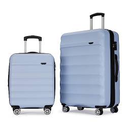 GinzaTravel Gepäckset bestehend aus 2 Teilen, Hartschalenkoffer mit Rollen und Kombinationsverschluss, leichtgewichtiges ABS-Gepäck, mittelgroßer und großer Koffer, Hellorange von GinzaTravel