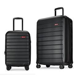 GinzaTravel Gepäckset bestehend aus 2 Teilen, Hartschalenkoffer mit Rollen und Kombinationsverschluss, leichtgewichtiges Gepäck aus ABS, mittelgroßer und großer Koffer, Gelb von GinzaTravel