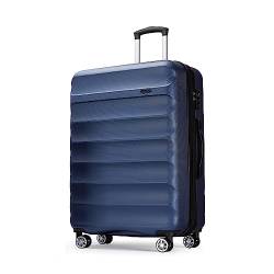 GinzaTravel Leichter Hartschalenkoffer mit 4 Doppelrollen und Zahlenschloss Reisegepäck, midnight blue, Large:28IN(76*49*30CM), Koffer von GinzaTravel