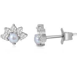 GioiaPura Damen Ohrringe 925er Silber Zirkonia Perle weiß mit Symbol Blume Verschluss: Stecker und Schmetterling Die Referenz ist: INS029OR300RHPE. von GioiaPura