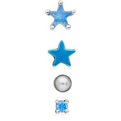 GioiaPura Ohrstecker, 4 Stück, mit weißen Zirkoniasteinen, blau, Verschlusstyp und Schmetterling, Stern-Symbol, Referenz: INSKITOR011RHLB von GioiaPura