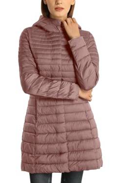 Giolshon Daman Leichte Steppjacke Puffermantel, Lang Kapuze Übergangsjacke Baumwollfüllung Slim Fit 320 Rosa M von Giolshon