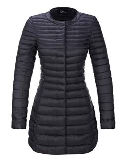 Giolshon Daman Leichte Steppjacke Puffermantel, Lang Übergangsjacke Baumwollfüllung Slim Fit 7148 Schwarz XXL von Giolshon