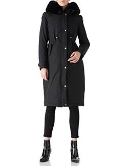 Giolshon Damen Parka Jacke Lange Kunstpelz gefüttert Sherpa Kapuze Kordelzug Mantel 7614 Schwarz M von Giolshon