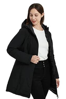 Giolshon Damen Puffer Jacke Reversible Winter Kleidung Trendy Warm Steppt Leichte Lange Kapuze Gepolsterte Blase Mantel 207 Schwarz M von Giolshon