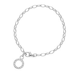 Giorgio Martello Milano Armband Mit Schriftzug Zum Einhängen Von Charms, Silber 925 Silber, 16 Cm 925 Sterling Silber von Giorgio Martello Milano