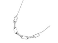 Collier GIORGIO MARTELLO MILANO "Mittelteil mit Zirkonia, Silber 925" Halsketten Gr. 45 cm, Silber 925 (Sterlingsilber), weiß Damen Colliers von Giorgio Martello