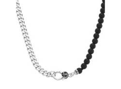 Collier GIORGIO MARTELLO MILANO "Panzerkette, schwarzer Achat oder Perle, Silber 925" Halsketten Gr. 55 cm, Silber 925 (Sterlingsilber), schwarz (schwarz> <) Herren Ketten ohne Anhänger von Giorgio Martello