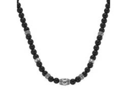 Collier GIORGIO MARTELLO MILANO "schwarze Achat-, Tigerauge- oder syn. Türkis-Kugeln, Silber 925" Halsketten Gr. 60 cm, Silber 925 (Sterlingsilber), schwarz (schwarz> <) Herren Ketten ohne Anhänger von Giorgio Martello